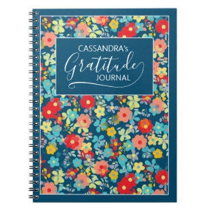 Anpassningsbar Coral  Rosa Aqua Blue Flower Mönste Anteckningsbok