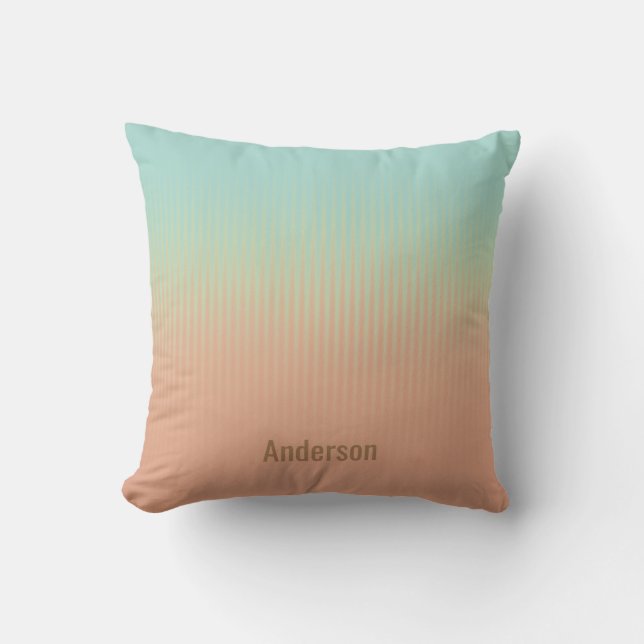 Anpassningsbar Coral Rosa Turcos Blue White Rand Kudde (Framsida)