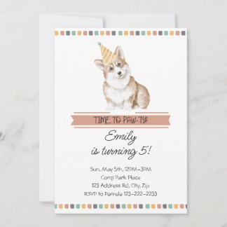 Anpassningsbar Corgi Det är dags för Pawty Inbjudningar