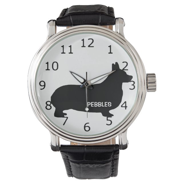 ANPASSNINGSBAR Corgi Hund Silhouette Armbandsur (Framsida)