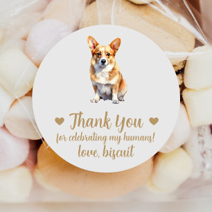 Anpassningsbar Corgi Hund Wedding Favor Stickers Runt Klistermärke