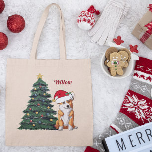 Anpassningsbar Corgi Julgran Hund i Santa Hat Tygkasse