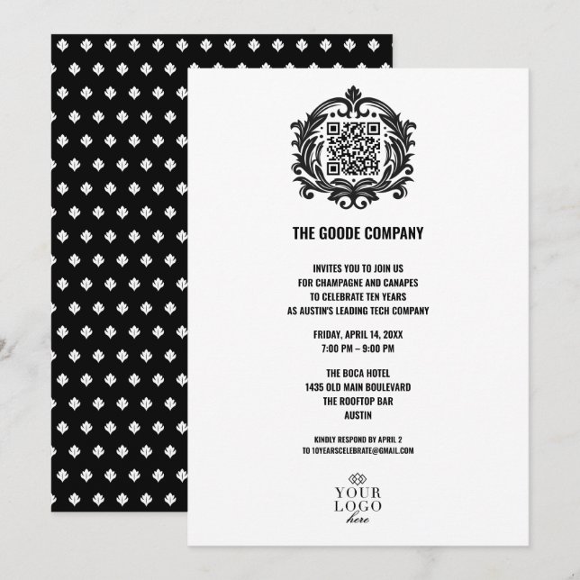 Anpassningsbar Corporate Company Event | QR-kod Inbjudningar (Fram/baksida)