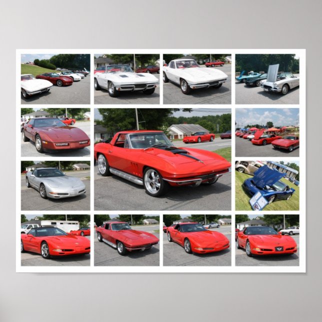 anpassningsbar Corvette Collage Print - Poster (Framsidan)