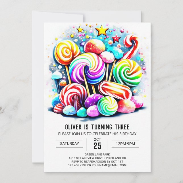 Anpassningsbar Cotton Candy Birthday Inbjudningar (Framsida)