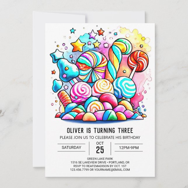 Anpassningsbar Cotton Candy Birthday Inbjudningar (Framsida)