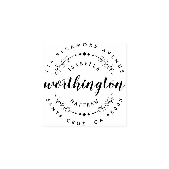 Anpassningsbar Couples efternamn Bröllop Returadre Stämpel (Tryck)