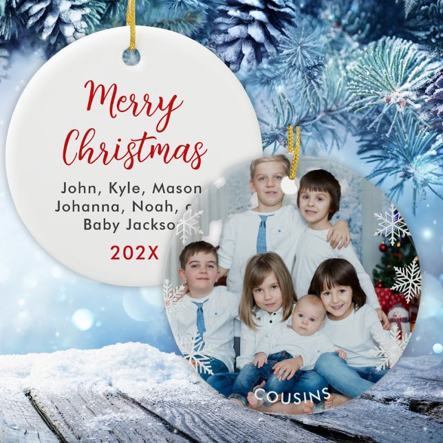 Anpassningsbar Cousins Photo jul Julgransprydnad Keramik (Custom Cousins Photo Christmas Ceramic Ornament
)