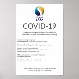 Anpassningsbar Covid-19 Company Logotyp Safety Inf Poster