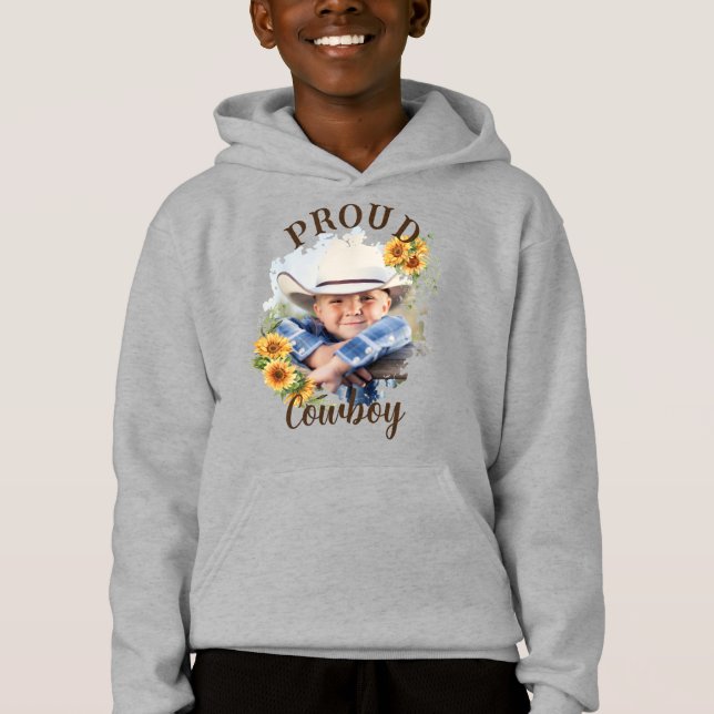 Anpassningsbar Cowboyfototextsolrosaccent T Shirt (Framsida)