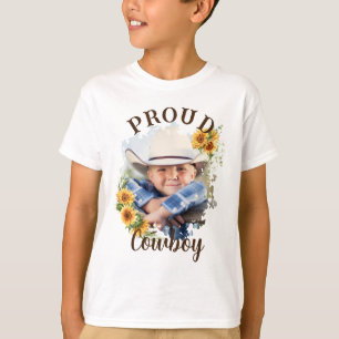 Anpassningsbar Cowboyfototextsolrosaccent T Shirt