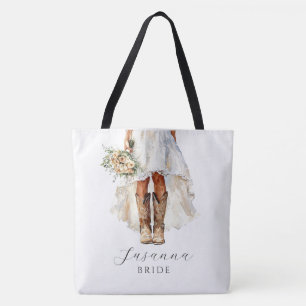Anpassningsbar Cowgirl Bröllop Gown Cowgirl Boots  Tygkasse