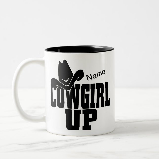 Anpassningsbar Cowgirl Up Coffee Mugg (Vänster)