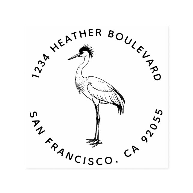 Anpassningsbar Crane Bird Returadress Family Namn Självfärgande Stämpel (Design)