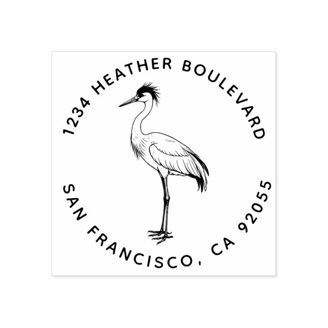 Anpassningsbar Crane Bird Returadress Family Namn Stämpel (Tryck)
