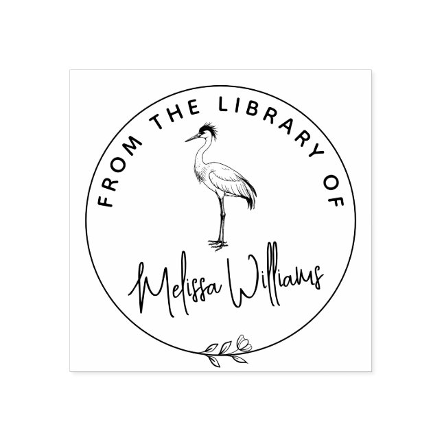 Anpassningsbar Crane Ex Libris från Bibliotek Bok Stämpel (Tryck)