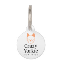 Anpassningsbar Crazy Yorkie Brand Pet ID-tagg