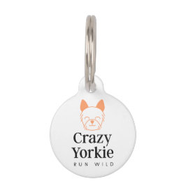 Anpassningsbar Crazy Yorkie Brand Pet ID-tagg Djurbricka
