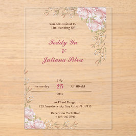 Anpassningsbar Cream Blommigt Acrylic Wedding-inbj