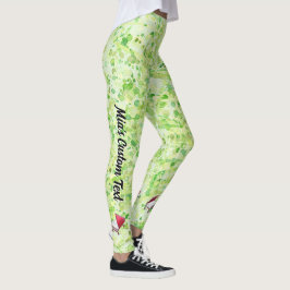 Anpassningsbar Cream Lime Green Piano Bok Leggings
