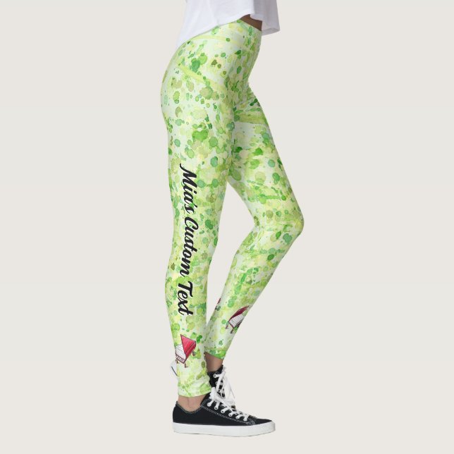 Anpassningsbar Cream Lime Green Piano Bok Leggings (Höger)