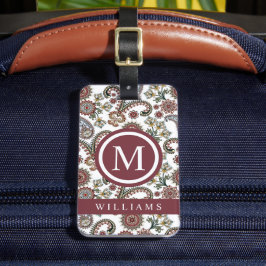 Anpassningsbar Cream White Red Maroon Paisley Möns Bagagebricka