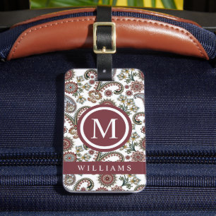 Anpassningsbar Cream White Red Maroon Paisley Möns Bagagebricka