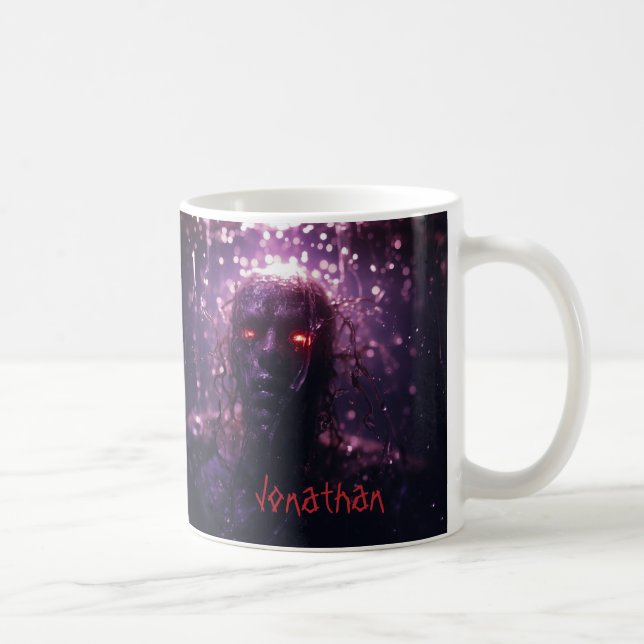 Anpassningsbar Creepy Zombie Horror Lila Halloween Kaffemugg (Höger)