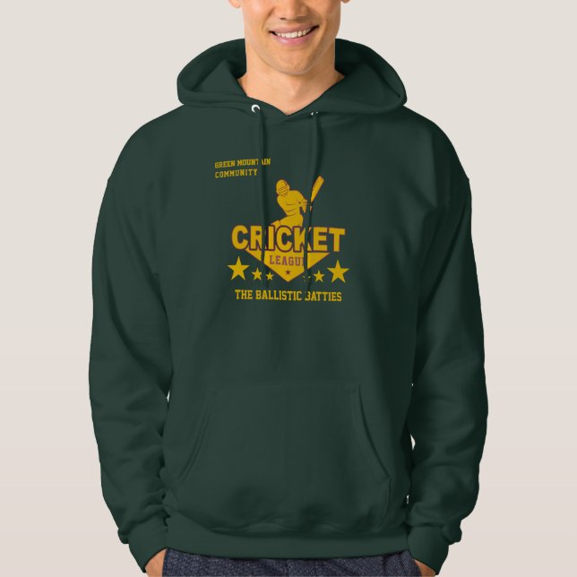 Anpassningsbar Cricket Klubb League Sport Namn Num Hoodie (Framsida)