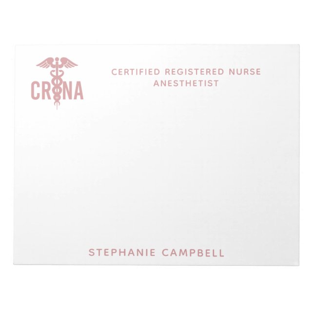 Anpassningsbar CRNA Auktoriserad Registrerad sjuks Anteckningsblock (Framsida)