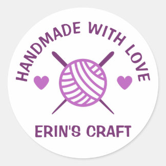 ANPASSNINGSBAR Crochet Sticka-garn Handmade Runt Klistermärke