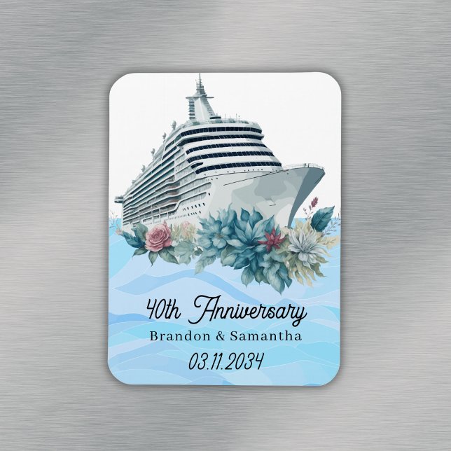 Anpassningsbar Cruise 40:e Bröllop-årsdagen Keepsa Magnet (Custom Cruise 40th Wedding Anniversary Keepsake Magnet
)
