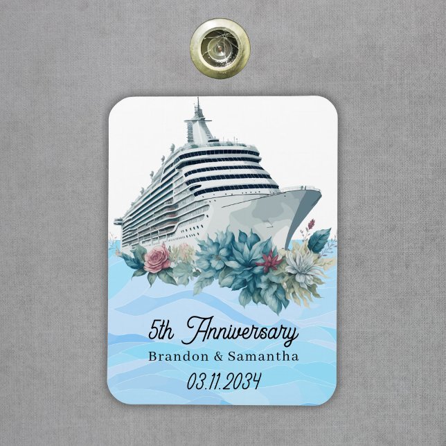 Anpassningsbar Cruise 5:e Bröllop-årsdagen Keepsak Magnet (Custom Cruise 5th Wedding Anniversary Keepsake Magnet
)