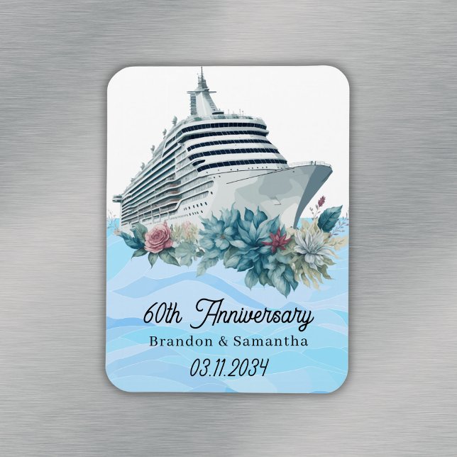 Anpassningsbar Cruise 60:e Bröllop-årsdagen Keepsa Magnet (Custom Cruise 60th Wedding Anniversary Keepsake Magnet
)