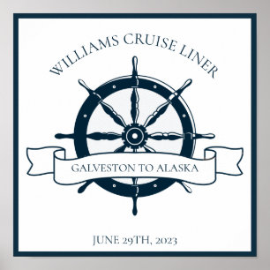 Anpassningsbar Cruise Frakt Nautical Wheel Keepsak Poster