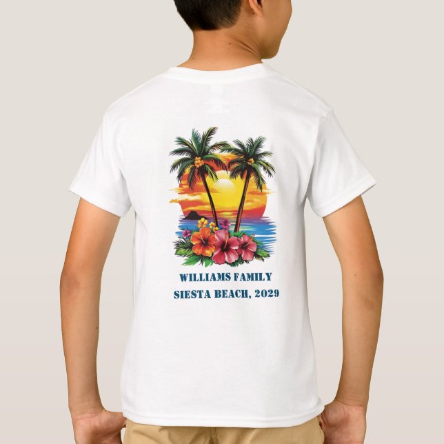 Anpassningsbar Cruise Rosa Handflatan Träd Beach F T Shirt (Baksida)