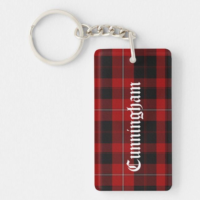 Anpassningsbar Cunningham Tartan Plaid Nyckelring (Framsidan)