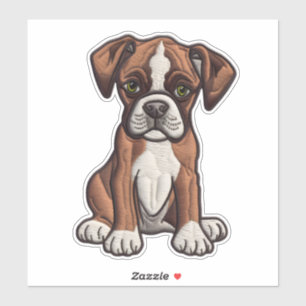ANPASSNINGSBAR CUT Boxer Hund Digital Patch-etiket Klistermärken