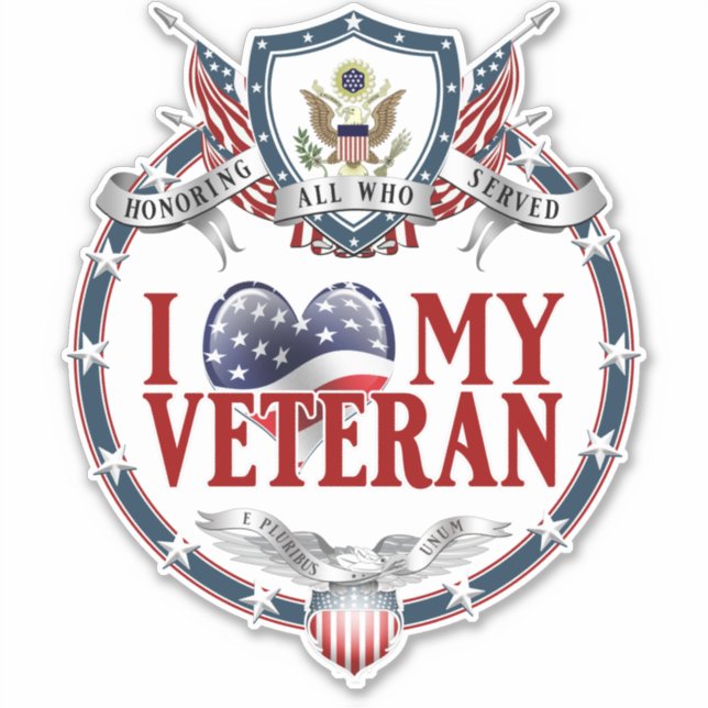 Anpassningsbar-cut Luv My Veteran Klistermärken (Framsida)