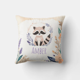 Anpassningsbar Cute Baby Raccoon Nursery Boho Pill Kudde