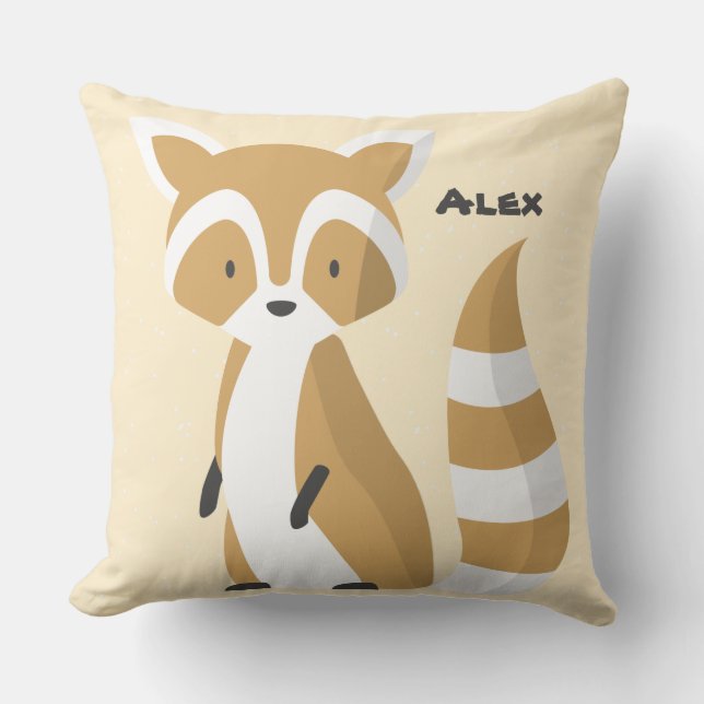 Anpassningsbar Cute baby raccoon white brun Nurser Kudde (Framsida)