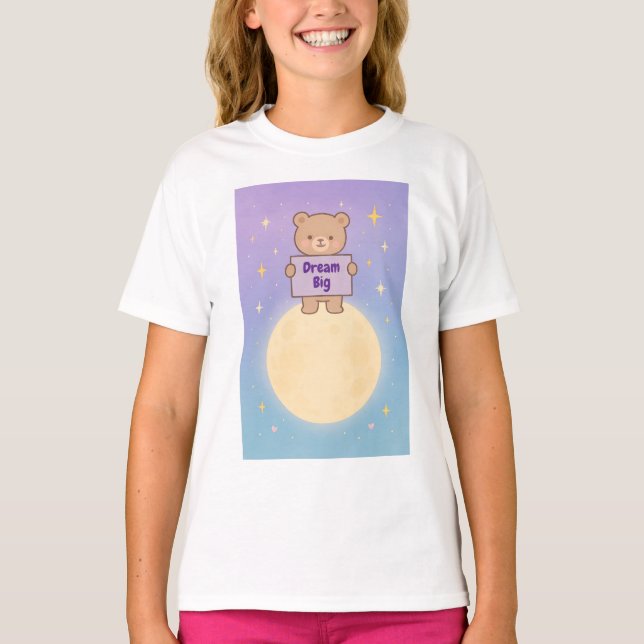 Anpassningsbar Cute Bear Måne T-Shirt (Framsida)