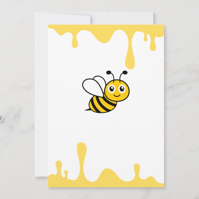 Anpassningsbar Cute Bee Honungsdroppar 2:a födelse Inbjudningar (Baksida)