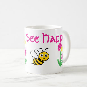 Anpassningsbar Cute Bee Lycklig Kaffemugg
