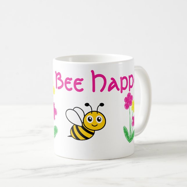 Anpassningsbar Cute Bee Lycklig Kaffemugg (Framsida höger)