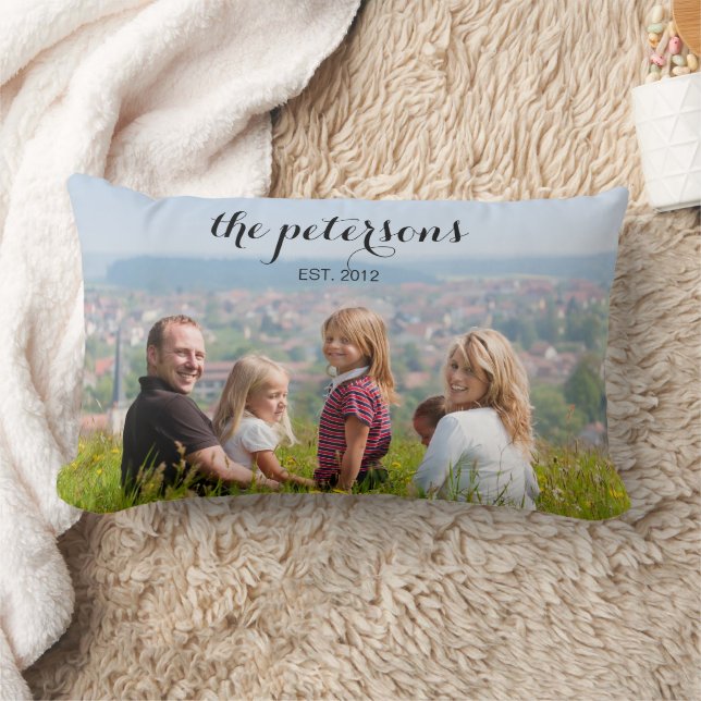 Anpassningsbar Cute BeSnygg leende Family Photo Co Lumbarkudde (Filt)