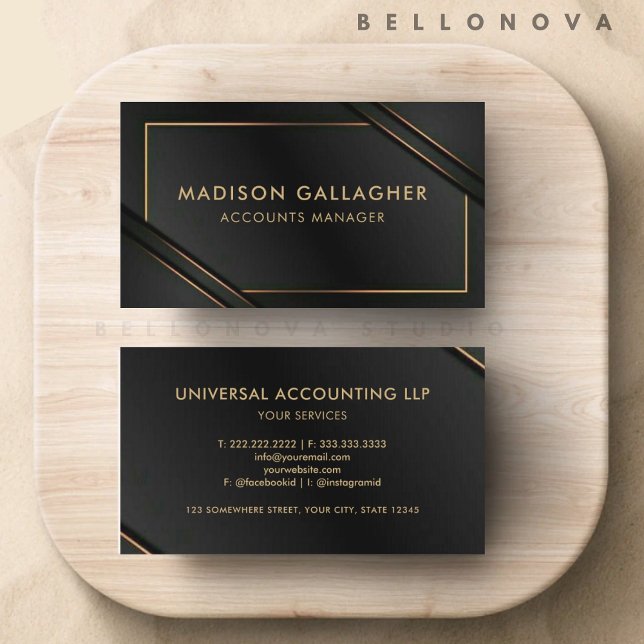 Anpassningsbar Cute Black och Guld Professionell Visitkort (Custom Cute Black And Gold Professional Business Card)