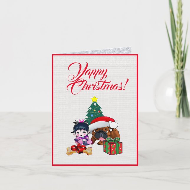 Anpassningsbar Cute British bulldog with Little Gi Kort (Framsida)