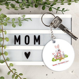 Anpassningsbar Cute bunny Mamma-nyckelkedja