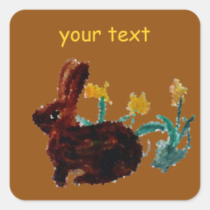 Anpassningsbar Cute Bunny Rabbit Daffodil Fyrkantigt Klistermärke